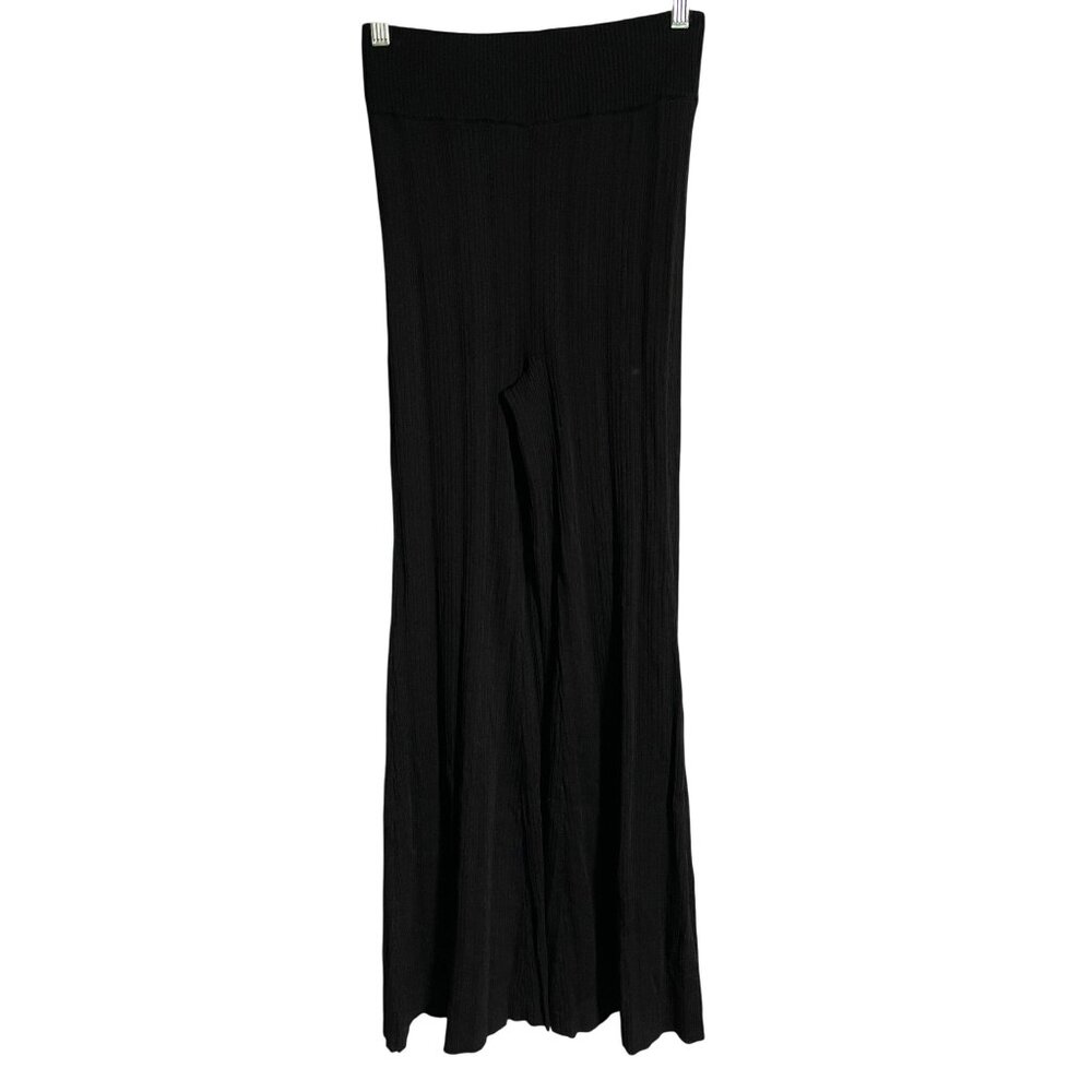 House Of Harlow 1960 Black Ribbed Wide Leg Pants Womens Size Small